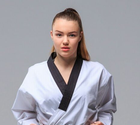The karate girl with black belt